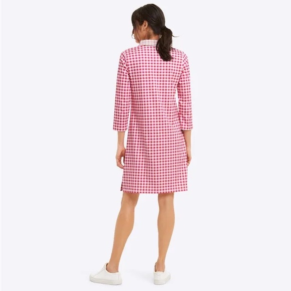 Draper James X Land's End Pink Gingham Polo Dress Quarter Sleeve Small - Picture 3 of 8